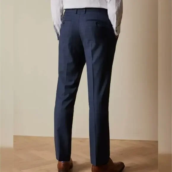 NWT Ted Baker Wharfet Debonair 100% Wool Check Suit Trousers Blue Modern Fit 34L